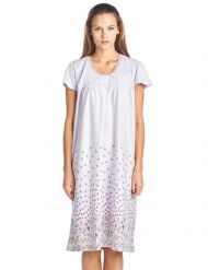 Casual Nights Women's Smocked Floral Short Sleeve Nightgown - Purple