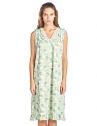 Casual Nights Women's Sleeveless Floral Lace and Ribbon Nightgown - Green