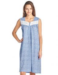 Casual Nights Women's Fancy Lace Trim Sleeveless Nightgown - Navy
