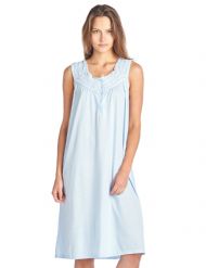 Casual Nights Women's Fancy Lace Trim Sleeveless Nightgown - Dot Blue