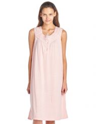 Casual Nights Women's Fancy Lace Trim Sleeveless Nightgown - Dot Peach