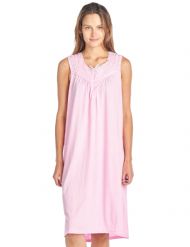 Casual Nights Women's Fancy Lace Trim Sleeveless Nightgown - Dot Pink