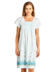 Casual Nights Women's Fancy Lace Flower Short Sleeve Nightgown  - Green