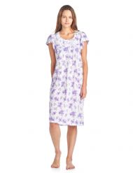 Casual Nights Women's Cotton Short Sleeve Sleep Dress Nightshirt - Purple