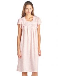 Casual Nights Women's Short Sleeve Floral And Lace Nightgown - Pink