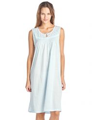 Casual Nights Women's Sleeveless Embroidered Pointelle Nightgown - Blue