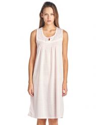Casual Nights Women's Sleeveless Embroidered Pointelle Nightgown - Pink