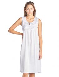 Casual Nights Women's Sleeveless Embroidered Pointelle Nightgown - Purple