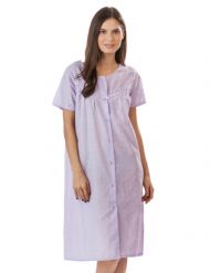Casual Nights Women's Short Sleeve Eyelet Embroidered House Dress - Purple