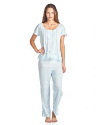 Casual Nights Women's Short Sleeve Dot Print Pajama Sleepwear Set - Blue