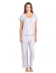 Casual Nights Women's Short Sleeve Dot Print Pajama Sleepwear Set - Purple