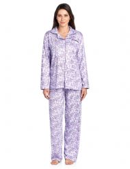 Casual Nights Women's Long Sleeve Floral Pajama Set - Purple