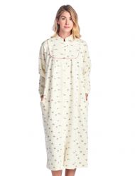 Casual Nights Women's Long Quilted Robe House Dress - Yellow Rust