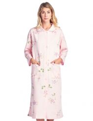 Casual Nights Women's Long Quilted Robe House Dress - Floral Pink