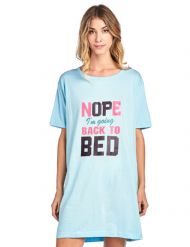 Casual Nights Women's Short Sleeve Printed Scoop Neck Sleep Tee - Baby Blue