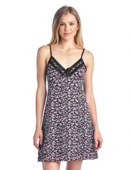 Casual Nights Women's Sleepwear Camisole Nightshirt Nightie - Black Floral