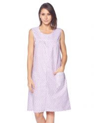 Casual Nights Women's Zipper Front House Dress Sleeveless Seersucker Housecoat Duster Lounger - Polka Dots Purple