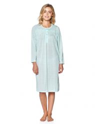 Casual Nights Women's Pointelle Pintucked Long Sleeve Nightgown - Green
