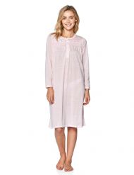 Casual Nights Women's Pointelle Pintucked Long Sleeve Nightgown - Pink