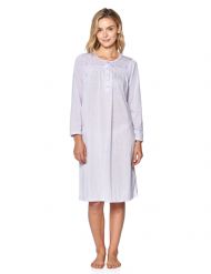 Casual Nights Women's Pointelle Pintucked Long Sleeve Nightgown - Purple