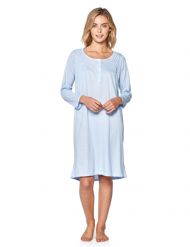 Casual Nights Women's Stars Pintucked Long Sleeve Nightgown - Blue
