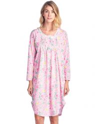 Casual Nights Women's Floral Pintucked Long Sleeve Nightgown - Pink