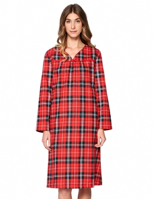 Casual Nights Women's Flannel Plaid Long Sleeve Nightgown - Red - Please use our size chart to determine which size will fit you best, if your measurements fall between two sizes we recommend ordering a larger size as most people prefer their sleepwear a little looser. Medium: Measures US Size 68, Chests/Bust 35-36" Large: Measures US Size 8-10, Chests/Bust 37-38" X-Large: Measures US Size 12-14, Chests/Bust 39-40" XX-Large: Measures US Size 16, Chests/Bust 41-42" 3X-Large: Measures US Size 18, Chests/Bust 42-44" Hit the sack in total comfort with this Soft and lightweight Cotton Flannel Nightgown, Features V neckline, Approximately 38" from shoulder to hem, long sleeves, detailed with lace and satin for an extra feminine touch. A comfortable fit perfect for sleeping or lounging around. Great Christmas holiday gift for your elderly mom, perfect duster to relax in and lounging around in more comfort Beautiful enough for special occasions, yet comfortable enough for every day 