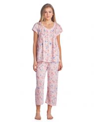 Casual Nights Women's Short Sleeve Capri Pajama Set - Pink