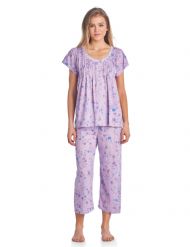 Casual Nights Women's Short Sleeve Capri Pajama Set - Purple