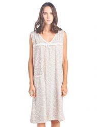 Casual Nights Women's Cotton Sleeveless Nightgown Sleep Shirt Chemise - White Orange