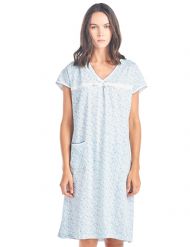 Casual Nights Women's Cotton Floral Short Sleeve Nightgown - Blue