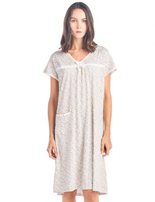 Casual Nights Women's Cotton Floral Short Sleeve Nightgown - Orange - Please use our size chart to determine which size will fit you best, if your measurements fall between two sizes we recommend ordering a larger size as most people prefer their sleepwear a little looser.  Medium: Measures US Size 24, Chests/Bust 33-34" Large: Measures US Size 10-12, Chests/Bust 37-38" X-Large: Measures US Size 12-14, Chests/Bust 38.5-40" XX-Large: Measures US Size 16-18, Chests/Bust 41.5-42" 3X-Large: Measures US Size 18-20, Chests/Bust 42.5-44" You'll love slipping into This Women's Cotton Short Sleeve Nightgown Shirt from Casual Nights thats made of a 100% breathable soft cotton fabric which feels great to touch and even greater to wear. Sleep nightshirt features; Beautiful flower prints and designs, V-neck, sleeveless, open pocket, front bow and lace accent, flirty length measures Approx. 35" inches from shoulder to hem. Wear it alone or with pajama shorts or pants. Excellent gift idea for any occasion. 