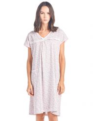 Casual Nights Women's Cotton Floral Short Sleeve Nightgown - Pink