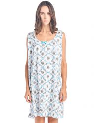 Casual Nights Women's Cotton Sleeveless Nightgown Sleep Shirt Chemise - Blue Bows