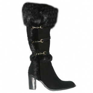 Cochni Suede Tall Dress Boots for Women - Black - TheCochniTall Dress Boots for Women is a populardressbootsthat isperfect for looking hot when the weather's cold.Trendy and comfortable boots with a stunninground toe,chunkyhighheel,and a full insidezip for an easier entry.It will keepyou nice and warm with the faux fur upper and trimmingadorned with side buckle details.Its timeless shape will prove to outwit all of those trendy boots out there because yours will never go out of style. 