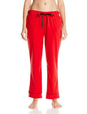 Bottoms Out Womens Micro Fleece  Pajama Pants - Red - This Bottoms Out Sleep Pants FeaturesPolka dotprint , Covered Elastic Waistband With Drawstring Tie , for sexiest look. Made from super-soft fabric, Sleep, Dream and lounge stylishly. 