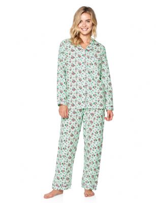 Casual Nights Women's Flannel Long Sleeve Button Down Pajama Set - Green Floral - Please use our size chart to determine which size will fit you best, if your measurements fall between two sizes we recommend ordering a larger size as most people prefer their sleepwear a little looser.Small: Measures US Size 4-6, Chests/Bust 35-38" Medium: Measures US Size 8-10, Chests/Bust 37-40" Large: Measures US Size 12-14, Chests/Bust 38-42" X-Large: Measures US Size 14-16, Chests/Bust 42-44" XX-Large: Measures US Size 16-18, Chests/Bust 44-46" 3X-Large: Measures US Size 22, Chests/Bust 46-484X-Large: Measures US Size 24, Chests/Bust 50-54"Soft and lightweight Flannel Pajamas in a fun paisley pattern, coziest pajamas you'll ever own. Features Button down closure, Lace And Ribbon finish, elastic drawstring waist. These pjs offer comfortable straight fit perfect for sleeping or curling up on the couch to watch a movie.
