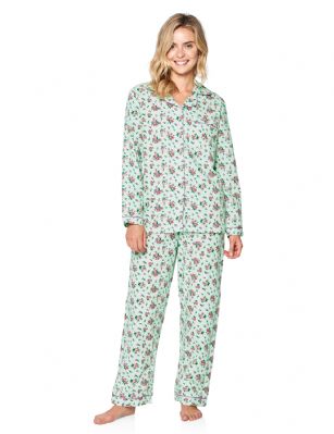 Casual Nights Women's Flannel Long Sleeve Button Down Pajama Set - Green Floral - Please use our size chart to determine which size will fit you best, if your measurements fall between two sizes we recommend ordering a larger size as most people prefer their sleepwear a little looser.Small: Measures US Size 4-6, Chests/Bust 35-38" Medium: Measures US Size 8-10, Chests/Bust 37-40" Large: Measures US Size 12-14, Chests/Bust 38-42" X-Large: Measures US Size 14-16, Chests/Bust 42-44" XX-Large: Measures US Size 16-18, Chests/Bust 44-46" 3X-Large: Measures US Size 22, Chests/Bust 46-484X-Large: Measures US Size 24, Chests/Bust 50-54"Soft and lightweight Flannel Pajamas in a fun paisley pattern, coziest pajamas you'll ever own. Features Button down closure, Lace And Ribbon finish, elastic drawstring waist. These pjs offer comfortable straight fit perfect for sleeping or curling up on the couch to watch a movie.