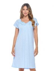 Casual Nights Women's Fancy Lace Floral Short Sleeve Nightgown - Blue