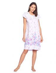 Casual Nights Women's Fancy Lace Floral Short Sleeve Nightgown - Purple