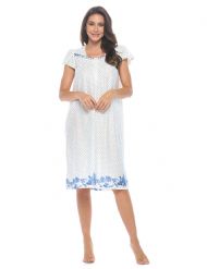 Casual Nights Women's Botanic Lace Short Sleeve Nightgown - Dot/Blue