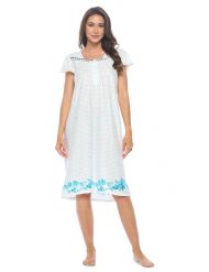 Casual Nights Women's Botanic Lace Short Sleeve Nightgown - Dot/Green