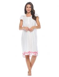 Casual Nights Women's Botanic Lace Short Sleeve Nightgown - Dot/Pink