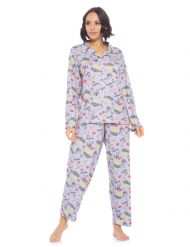 Casual Nights Women's Rayon Printed Long Sleeve Soft Pajama Set - Grey Girls Power
