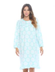 Casual Nights Women's Long Sleeve Micro Fleece Cozy Night Gown - Green