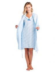 Casual Nights Women's Sleepwear 2 Piece Nightgown and Robe Set - Light Blue