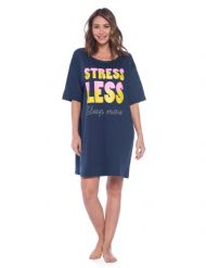 Casual Nights Women's Short Sleeve Printed Scoop Neck Sleep Tee - Navy