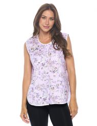 Casual Nights Women's Snap Front Smock Cobbler Woven Scrub Apron with Pockets - Purple Floral