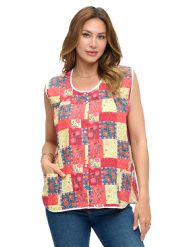 Casual Nights Women's Snap Front Smock Cobbler Woven Scrub Apron with Pockets - Spring Red
