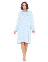 Casual Nights Women's Printed Long Sleeve Nightgown - Blue